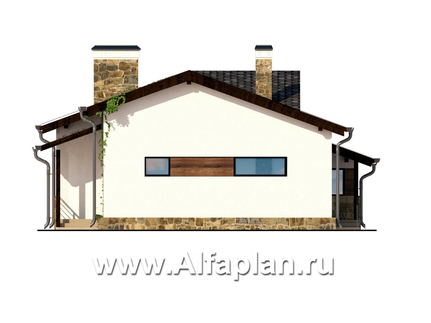 Проекты домов Альфаплан - Современный одноэтажный дом - изображение фасада №3