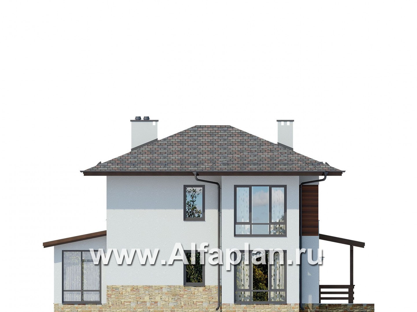Проекты домов Альфаплан - Современный двухэтажный дом - изображение фасада №4
