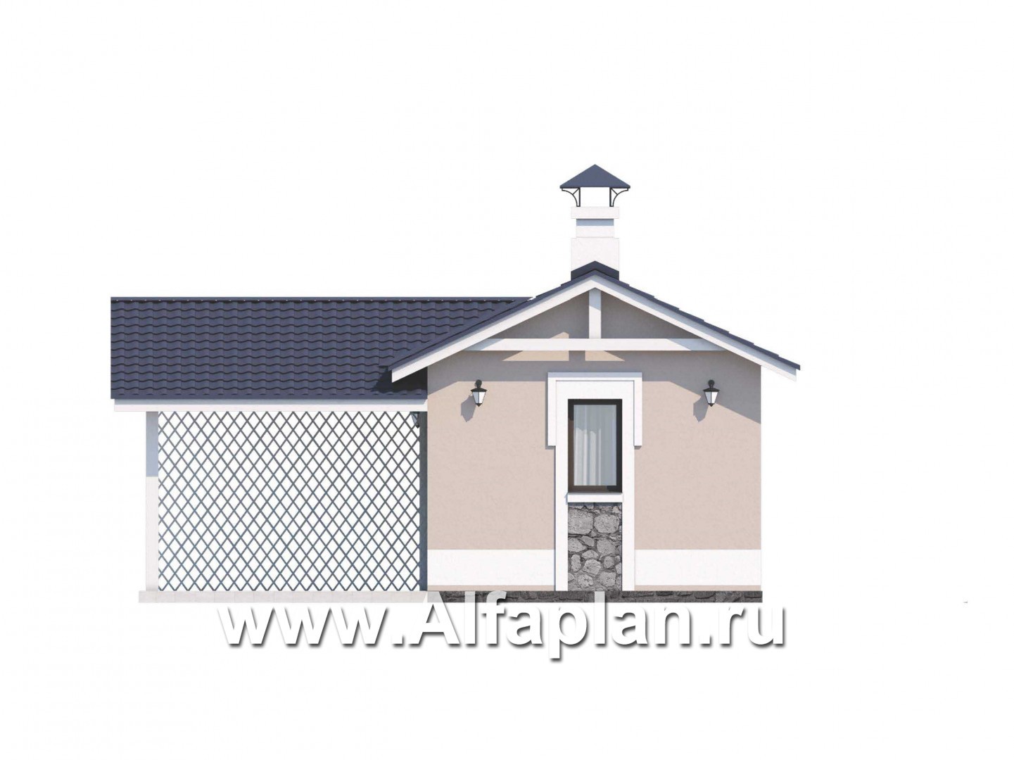 Проекты домов Альфаплан - Удобный хоз. блок для небольшого участка - изображение фасада №1