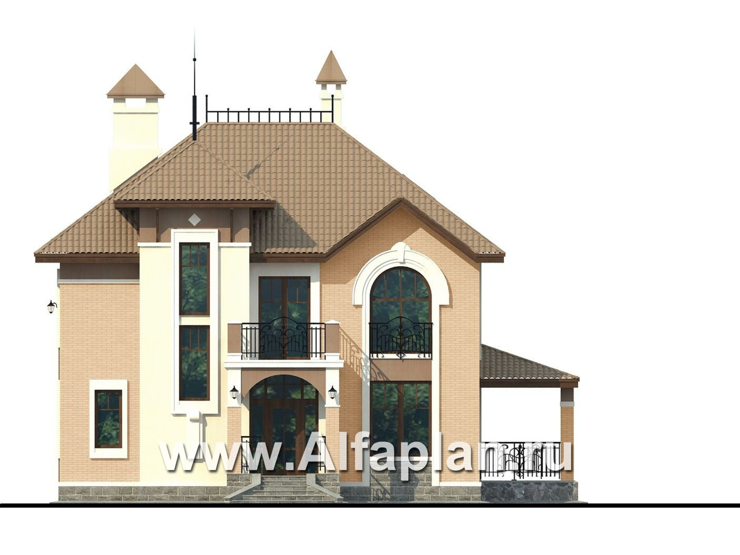 Проекты домов Альфаплан - «Разумовский» - красивый коттедж с элементами стиля модерн - изображение фасада №1