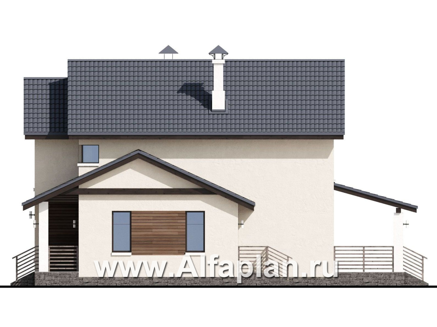 Проекты домов Альфаплан - «Весна» - проект экономичного и удобного дом - изображение фасада №2