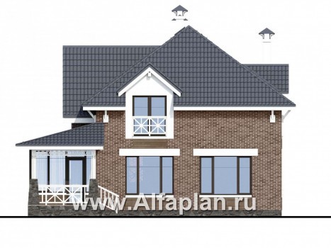 Проекты домов Альфаплан - «Медея» - компактный дом с верандой на главном фасаде - превью фасада №2