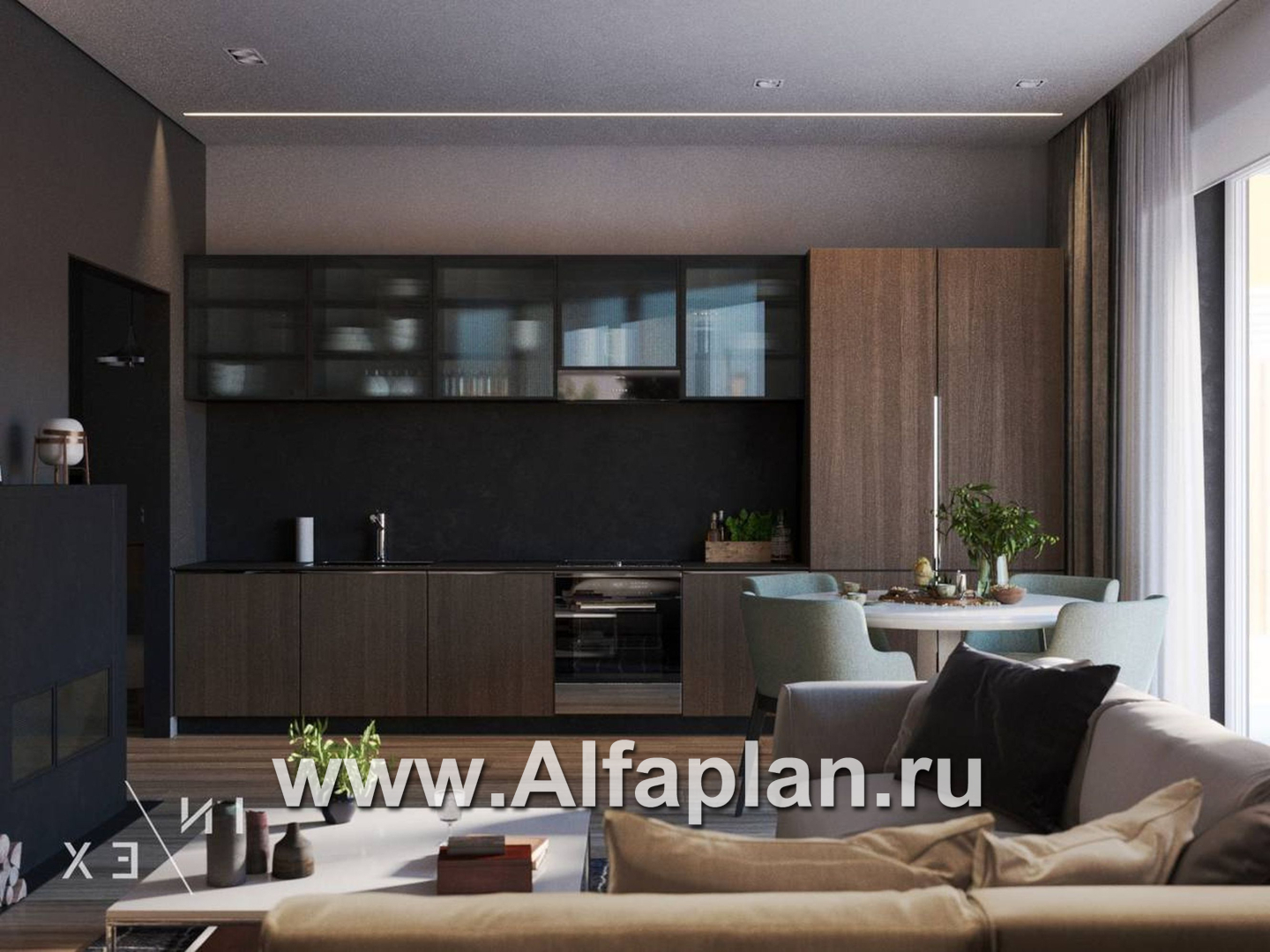 Проекты домов Альфаплан - «Виньон» - проект одноэтажного дома с большой террасой - дополнительное изображение №3