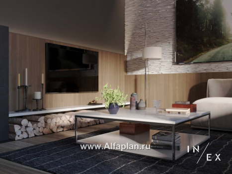 Проекты домов Альфаплан - «Виньон» - проект одноэтажного дома с большой террасой - превью дополнительного изображения №4