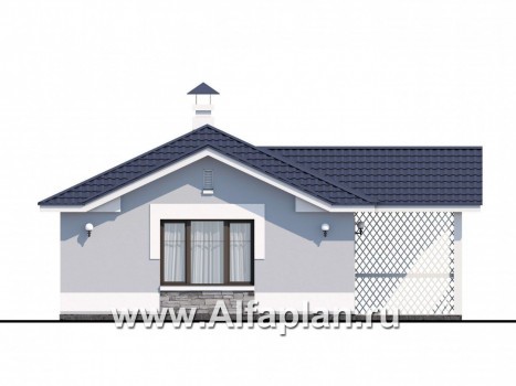 Проекты домов Альфаплан - Комфортабельная баня с верандой - превью фасада №1