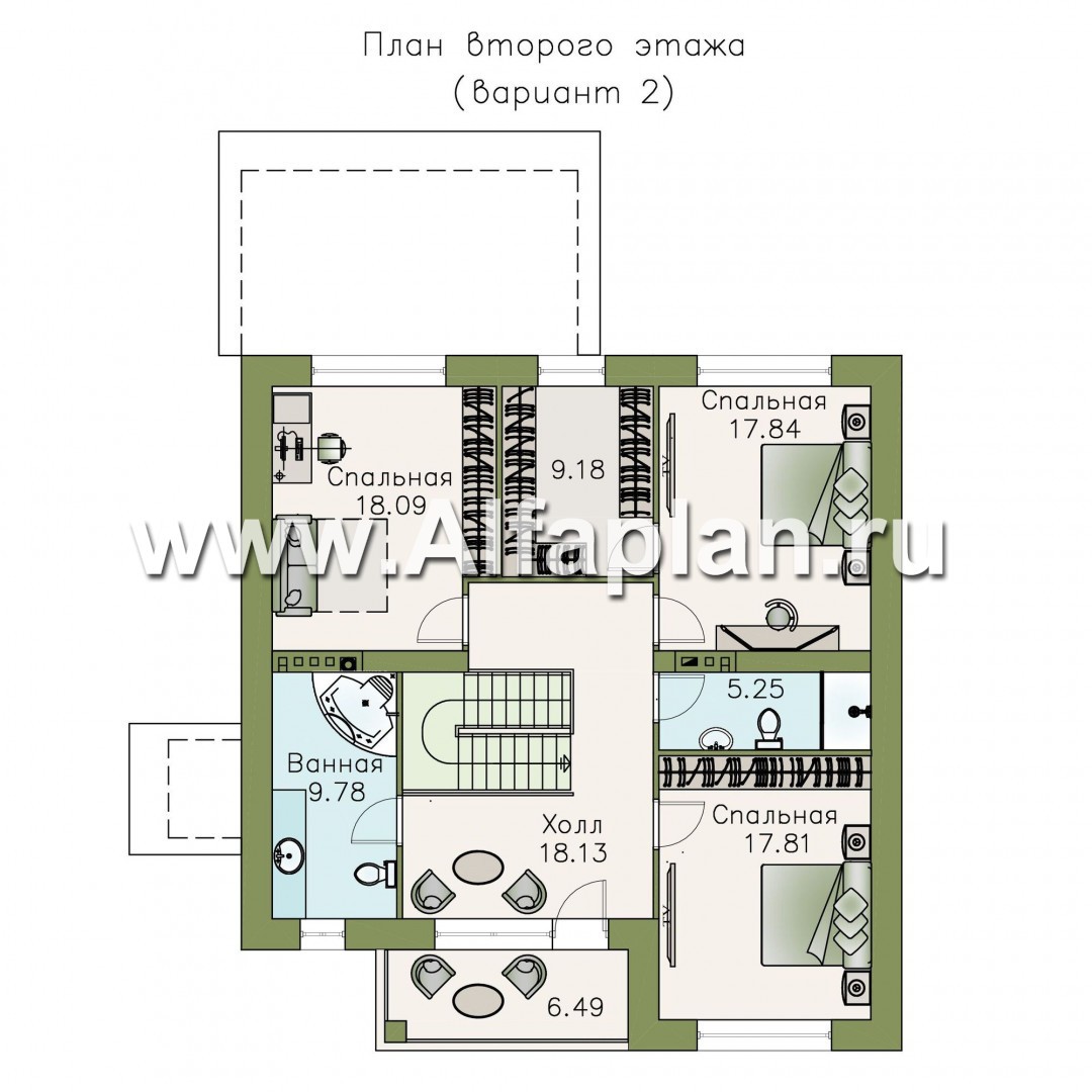 Проекты домов Альфаплан - «Седьмая высота» - комфортабельный дом с большой гостиной - изображение плана проекта №3