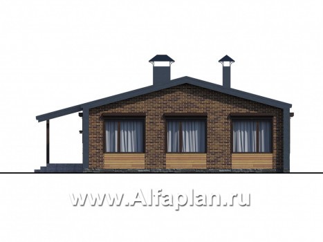 Проекты домов Альфаплан - «Йота» - каркасный дом с двускатной кровлей - превью фасада №4