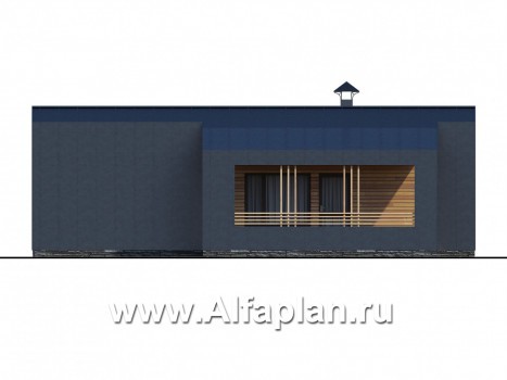 Проекты домов Альфаплан - «Каппа» - небольшой одноэтажный коттедж с террасой - превью фасада №3