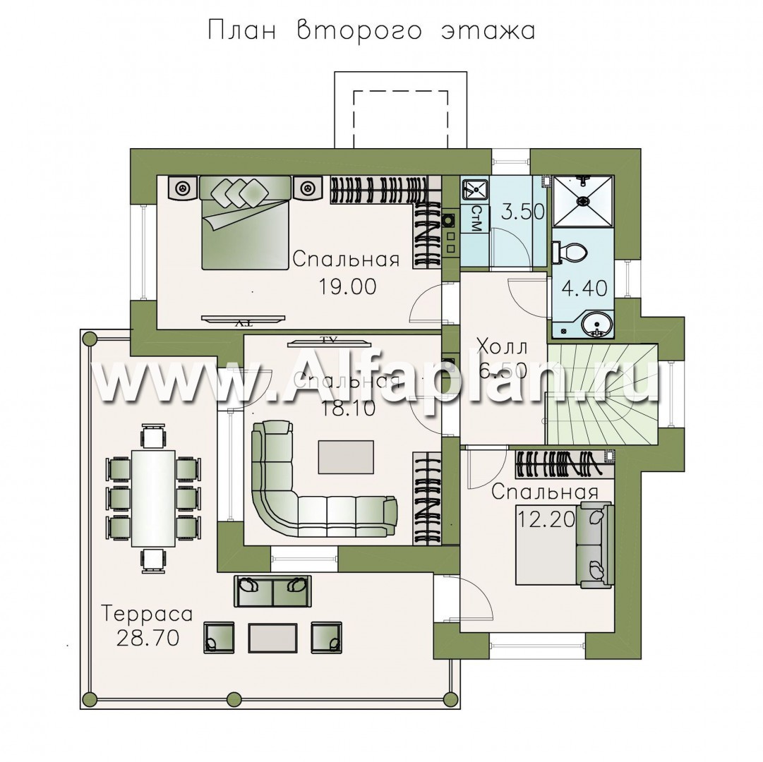 Проекты домов Альфаплан - «Квантум» - коттедж с односкатной крышей - изображение плана проекта №2